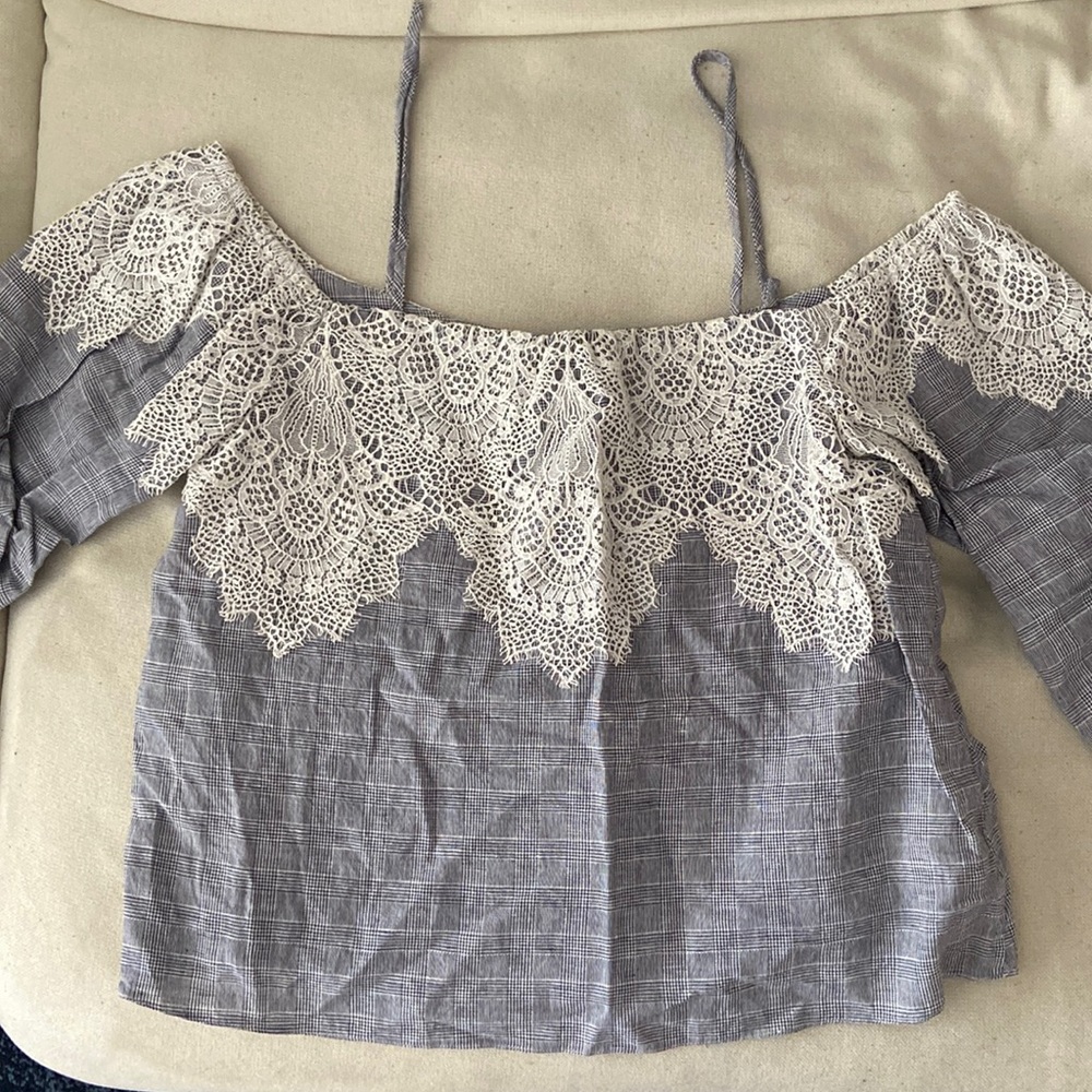Zara plaid and lace top